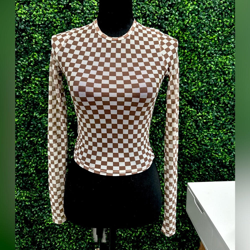 sheer checkered top